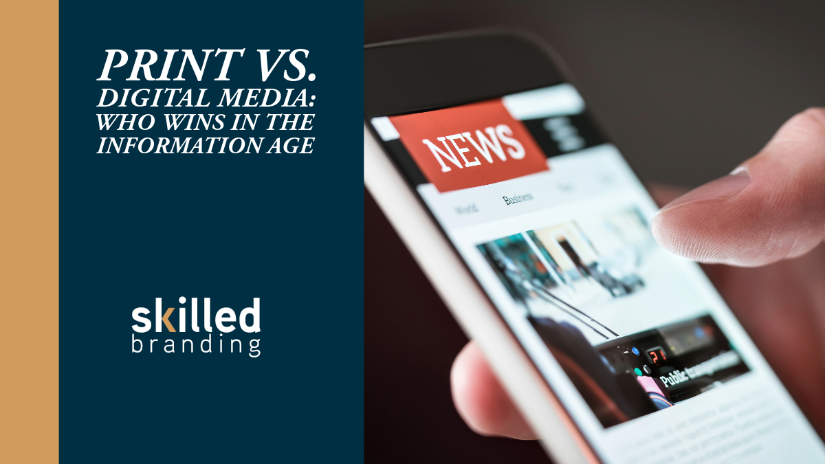 Image: Guy holding a mobile phone looking at a news website. Print vs. Digital Media Who Wins In The Information Age